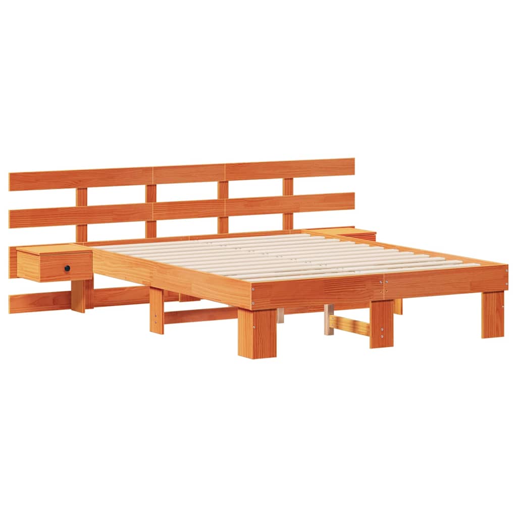 vidaXL Σκελετός Κρεβατιού Καφέ 135 x 190 cm Στερεά ξυλεία πεύκου