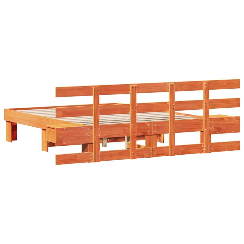 vidaXL Σκελετός Κρεβατιού Καφέ 135 x 190 cm Στερεά ξυλεία πεύκου