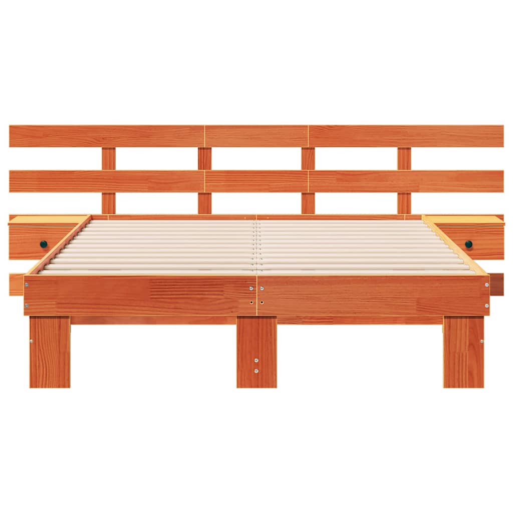 vidaXL Σκελετός Κρεβατιού Καφέ 135 x 190 cm Στερεά ξυλεία πεύκου