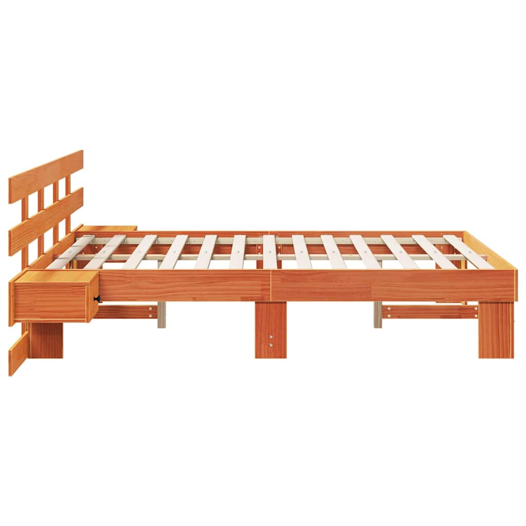 vidaXL Σκελετός Κρεβατιού Καφέ 135 x 190 cm Στερεά ξυλεία πεύκου