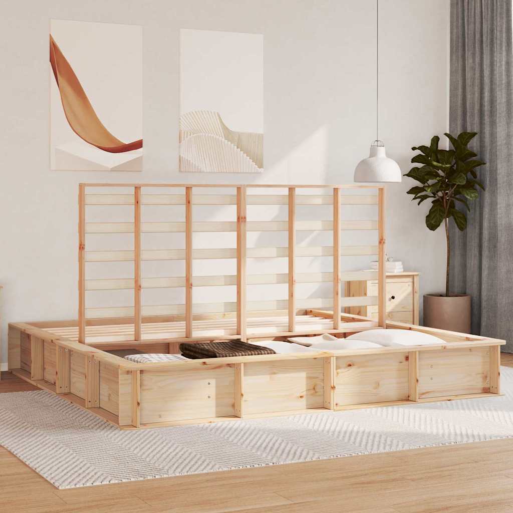 vidaXL Σκελετός Κρεβατιού Καφέ 200 x 200 cm Στερεά ξυλεία πεύκου