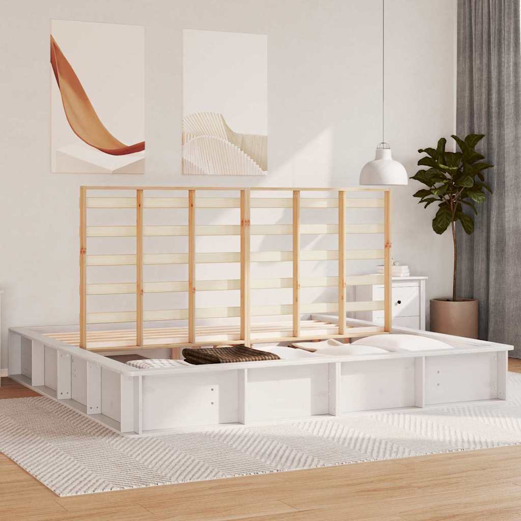 vidaXL Σκελετός Κρεβατιού Λευκό 200 x 200 cm Στερεά ξυλεία πεύκου