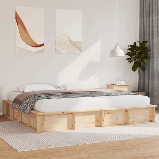 vidaXL Σκελετός Κρεβατιού Καφέ 180 x 200 cm Στερεά ξυλεία πεύκου
