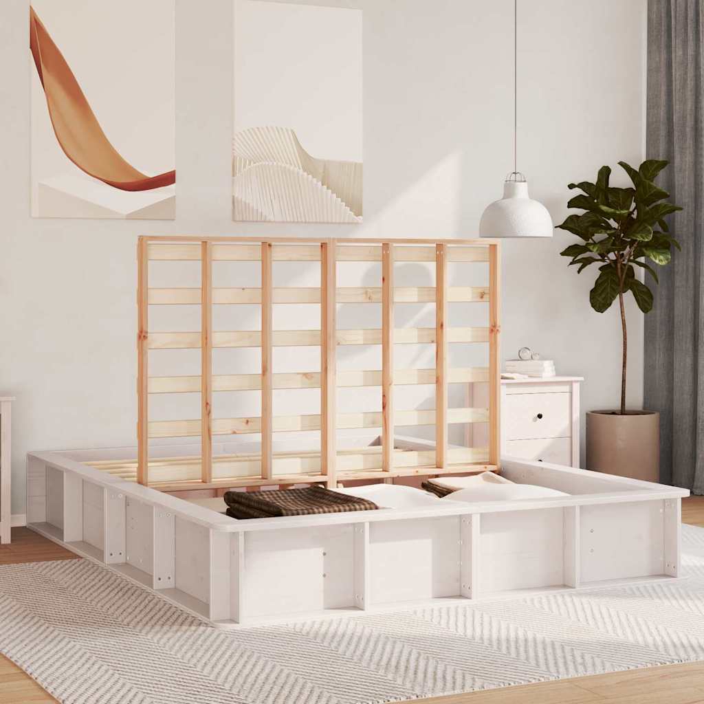 vidaXL Σκελετός Κρεβατιού Λευκό 160 x 200 cm Στερεά ξυλεία πεύκου