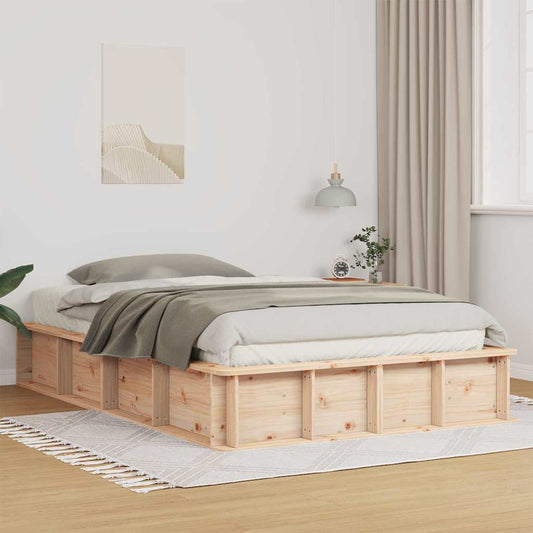 vidaXL Σκελετός Κρεβατιού Καφέ 140 x 200 cm Στερεά ξυλεία πεύκου