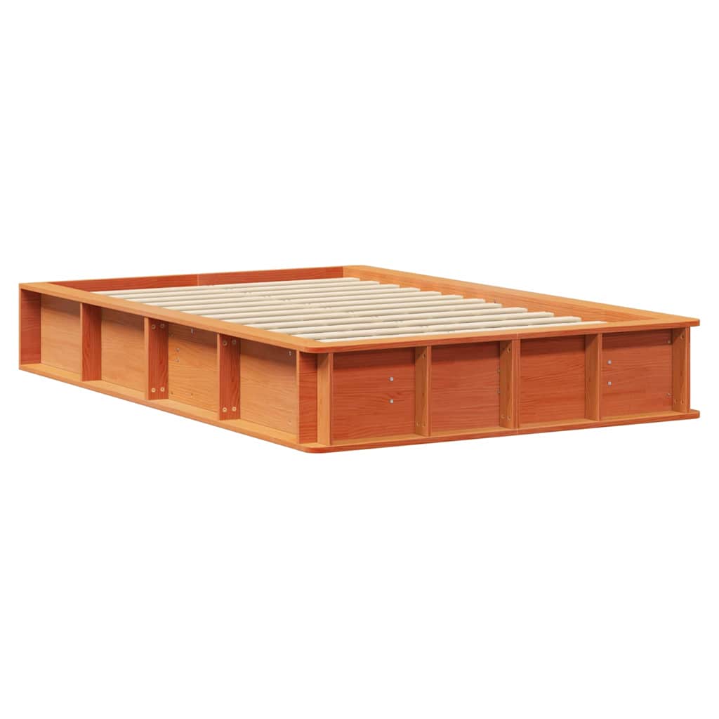 vidaXL Σκελετός Κρεβατιού Κερωτό καφέ 140 x 200 cm