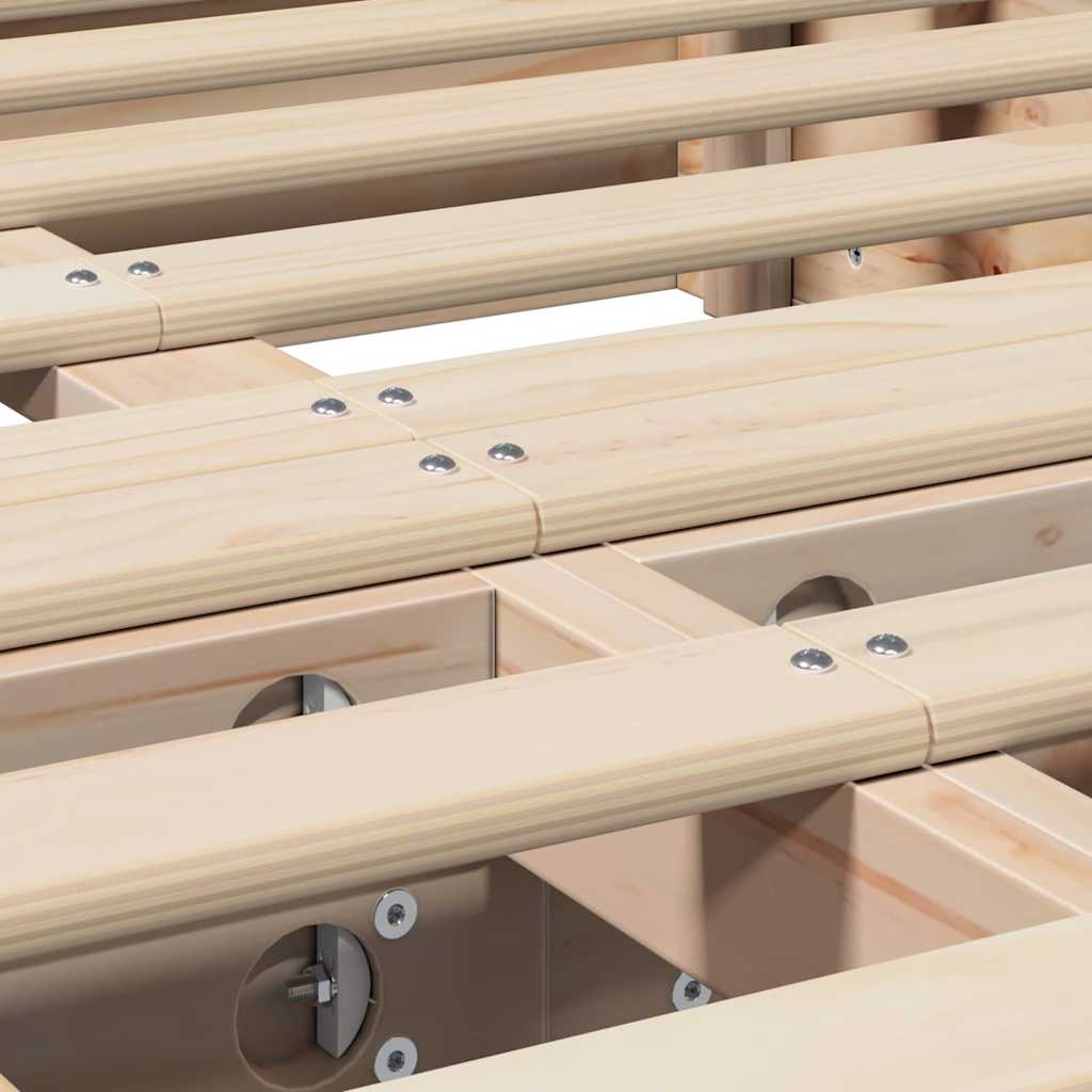 vidaXL Σκελετός Κρεβατιού Καφέ 135 x 190 cm Στερεά ξυλεία πεύκου