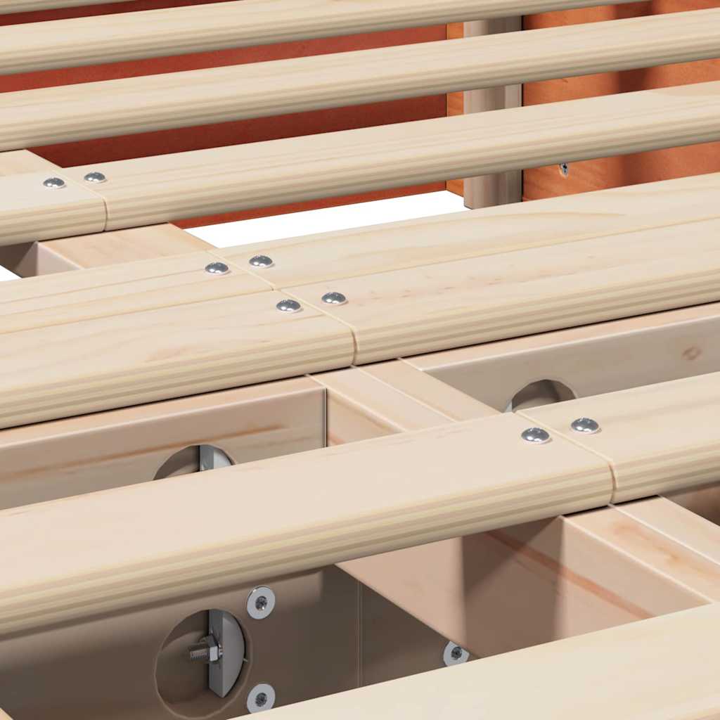 vidaXL Σκελετός Κρεβατιού Κερωτό καφέ 135 x 190 cm