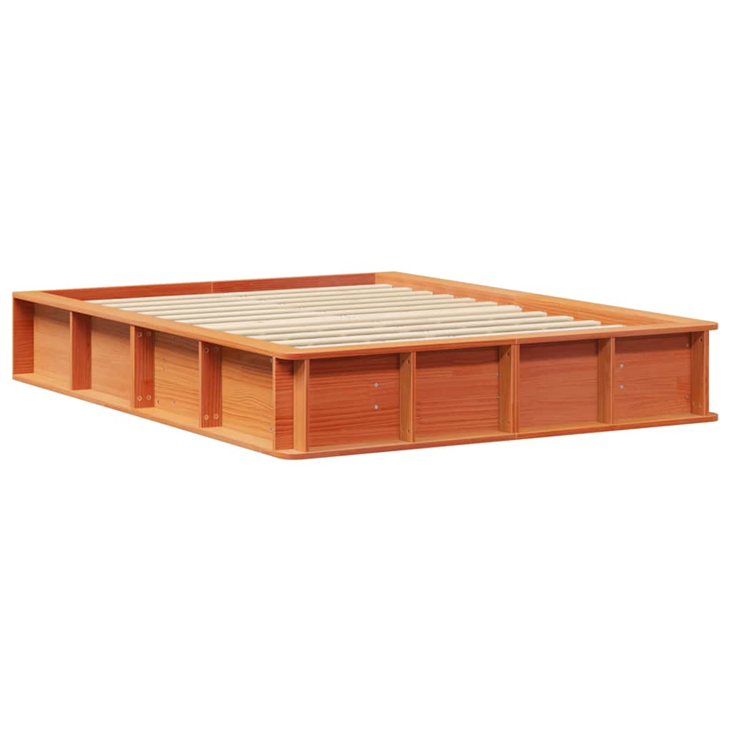 vidaXL Σκελετός Κρεβατιού Κερωτό καφέ 135 x 190 cm