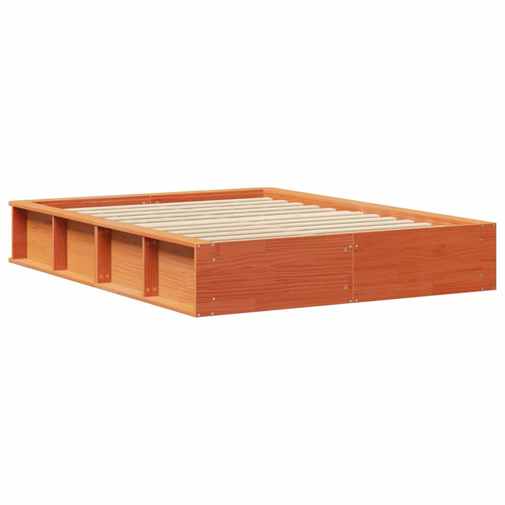 vidaXL Σκελετός Κρεβατιού Κερωτό καφέ 135 x 190 cm