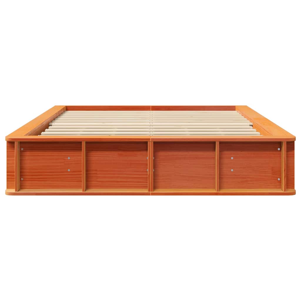 vidaXL Σκελετός Κρεβατιού Κερωτό καφέ 135 x 190 cm