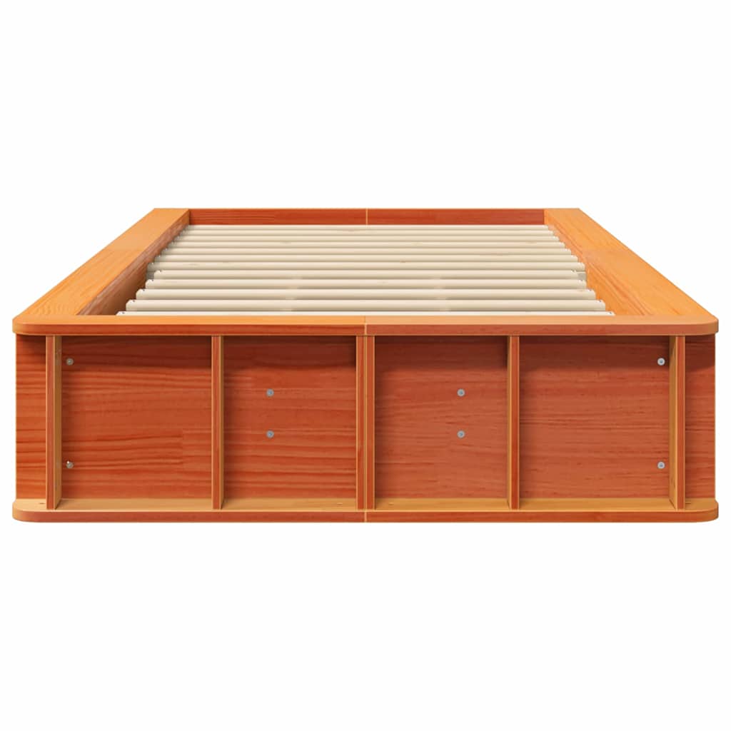 vidaXL Σκελετός Κρεβατιού Κερωτό καφέ 90 x 200 cm Στερεά ξυλεία πεύκου