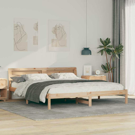 vidaXL Σκελετός Κρεβατιού Καφέ 200 x 200 cm Στερεά ξυλεία πεύκου