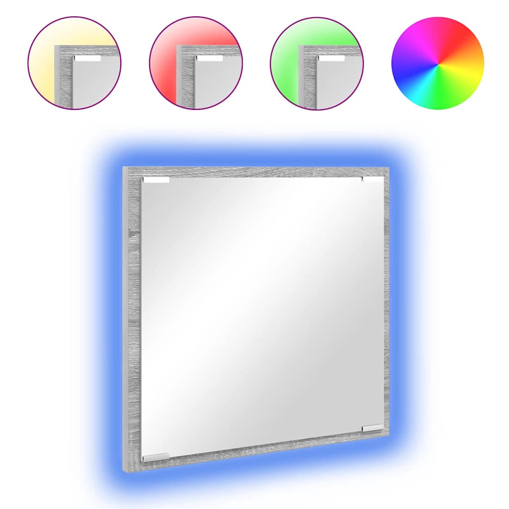 vidaXL Καθρέφτης μπάνιου LED Επιτοίχιο Γκρίζο Σονομα 40 x 8.5 x 37 εκ.