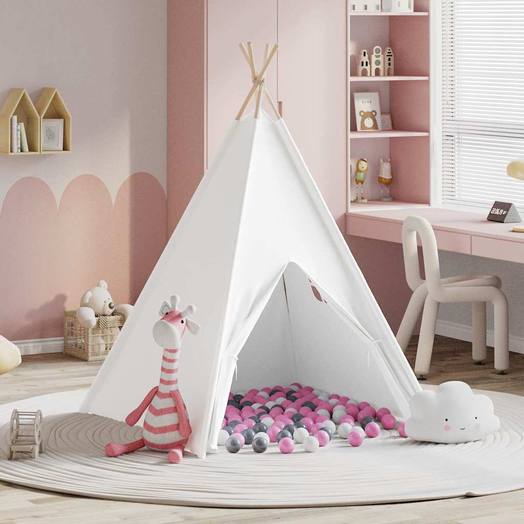 vidaXL Σκηνίτσα Teepee Λευκό 120 x 120 x 150 cm Ύφασμα και Πλαστικό