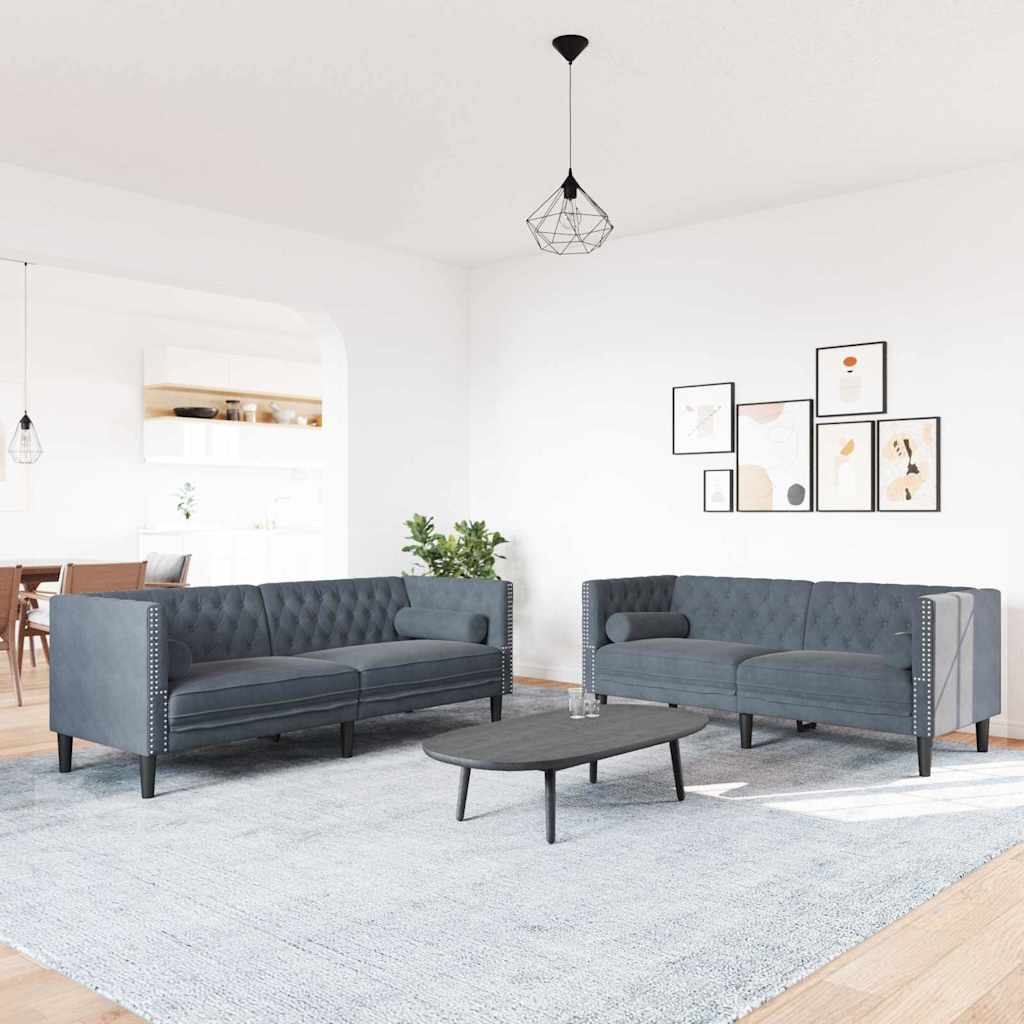 vidaXL Καναπές σαλονιού 2 pcs Σκούρο Γκρι 194 x 74,5 x 70,5 εκ.