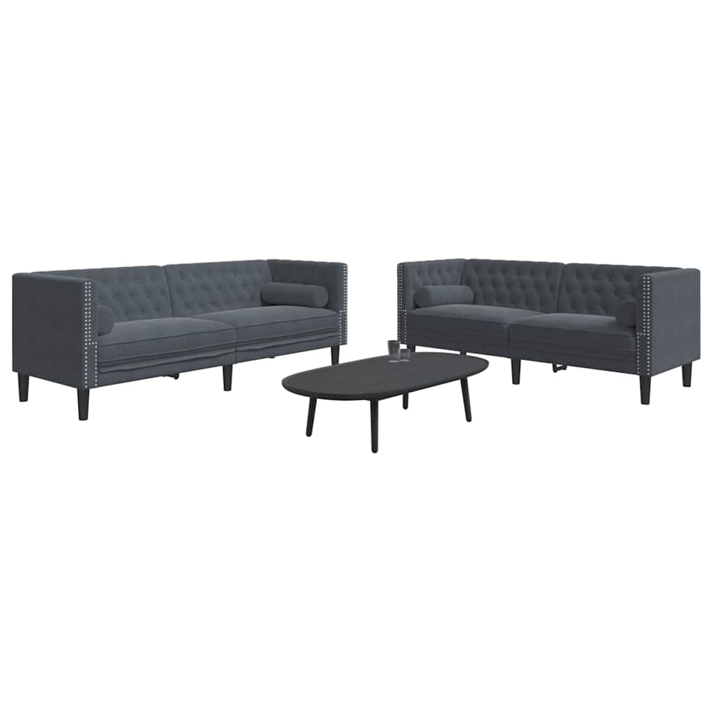 vidaXL Καναπές σαλονιού 2 pcs Σκούρο Γκρι 194 x 74,5 x 70,5 εκ.
