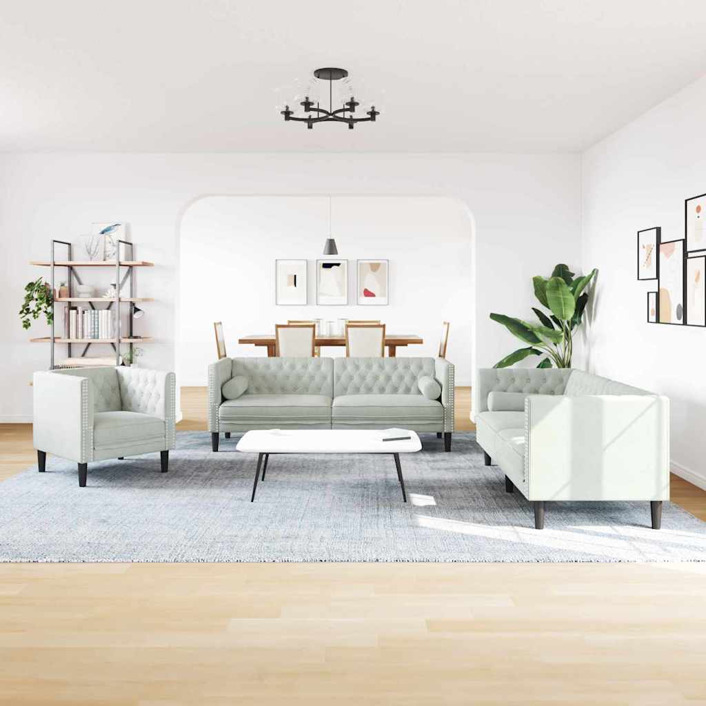 vidaXL Καναπές σαλονιού 3 pcs Ανοιχτό γκρι 194 x 74,5 x 70,5 εκ.