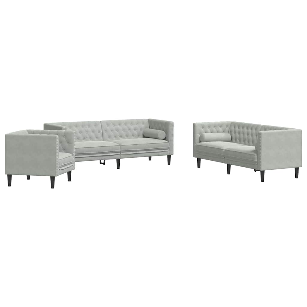 vidaXL Καναπές σαλονιού 3 pcs Ανοιχτό γκρι 194 x 74,5 x 70,5 εκ.