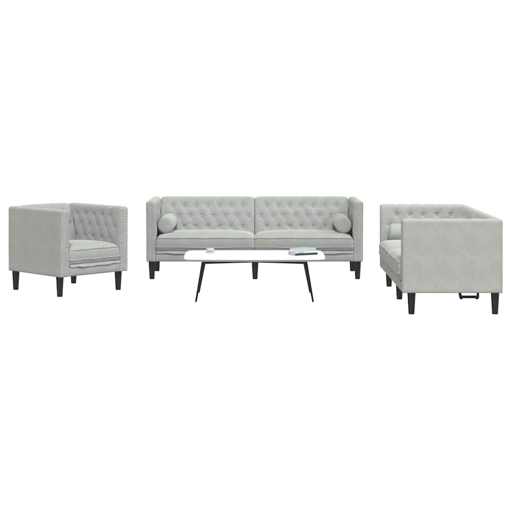 vidaXL Καναπές σαλονιού 3 pcs Ανοιχτό γκρι 194 x 74,5 x 70,5 εκ.