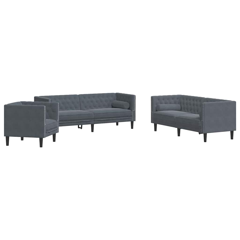 vidaXL Καναπές σαλονιού 3 pcs Σκούρο Γκρι 194 x 74,5 x 70,5 εκ.