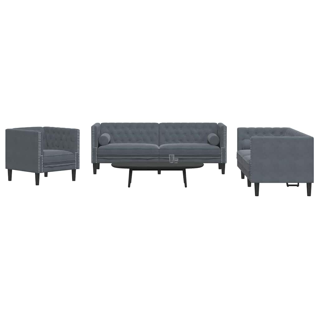 vidaXL Καναπές σαλονιού 3 pcs Σκούρο Γκρι 194 x 74,5 x 70,5 εκ.
