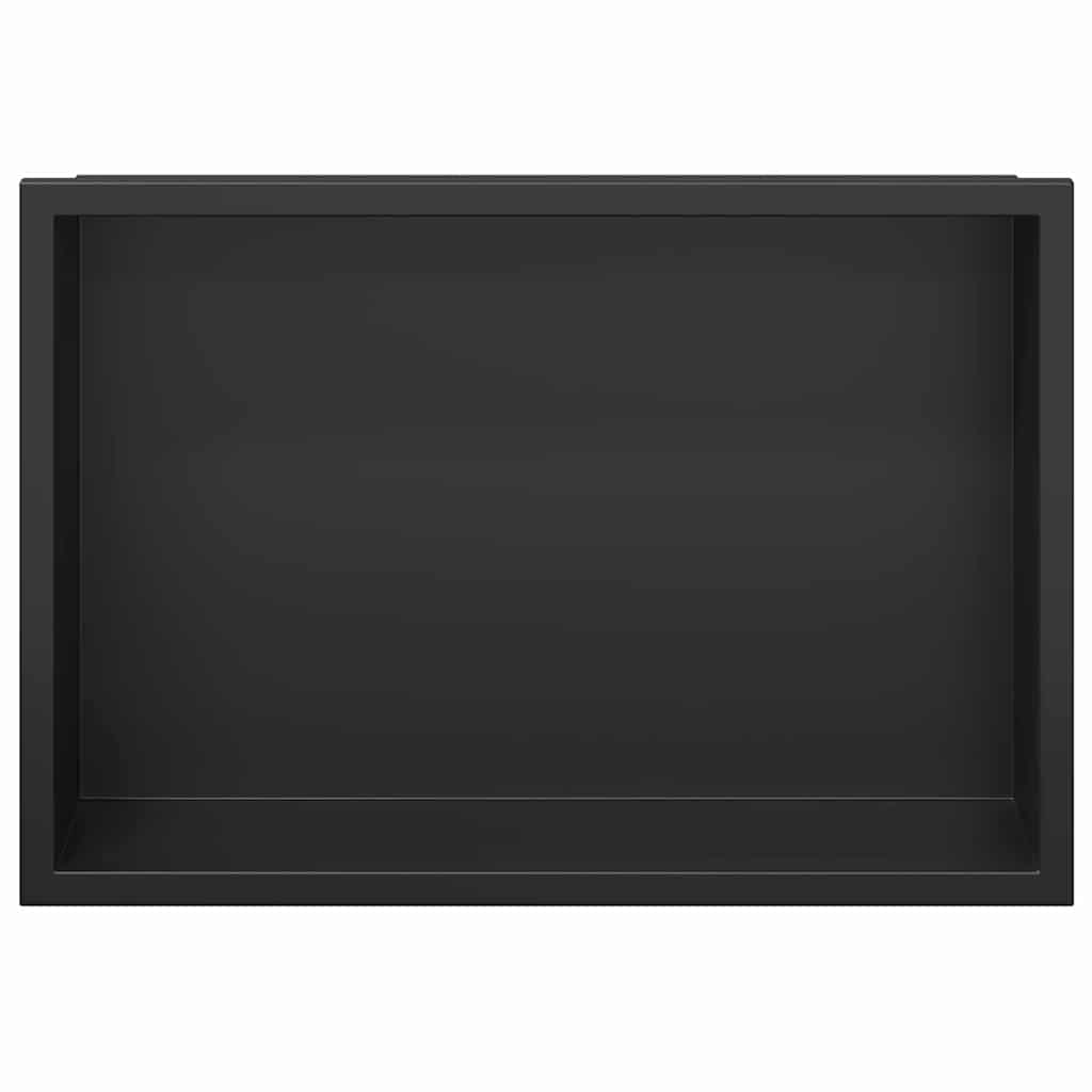 vidaXL Νίτσα Μπάνιου Μαύρο 30 x 20 x 9.5 εκ. Ανοξείδωτο ατσάλι