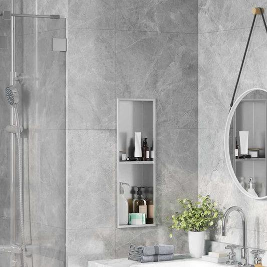 vidaXL Νίτσα Μπάνιου Ασημί 60 x 20 x 9.5 εκ Ανοξείδωτο ατσάλι