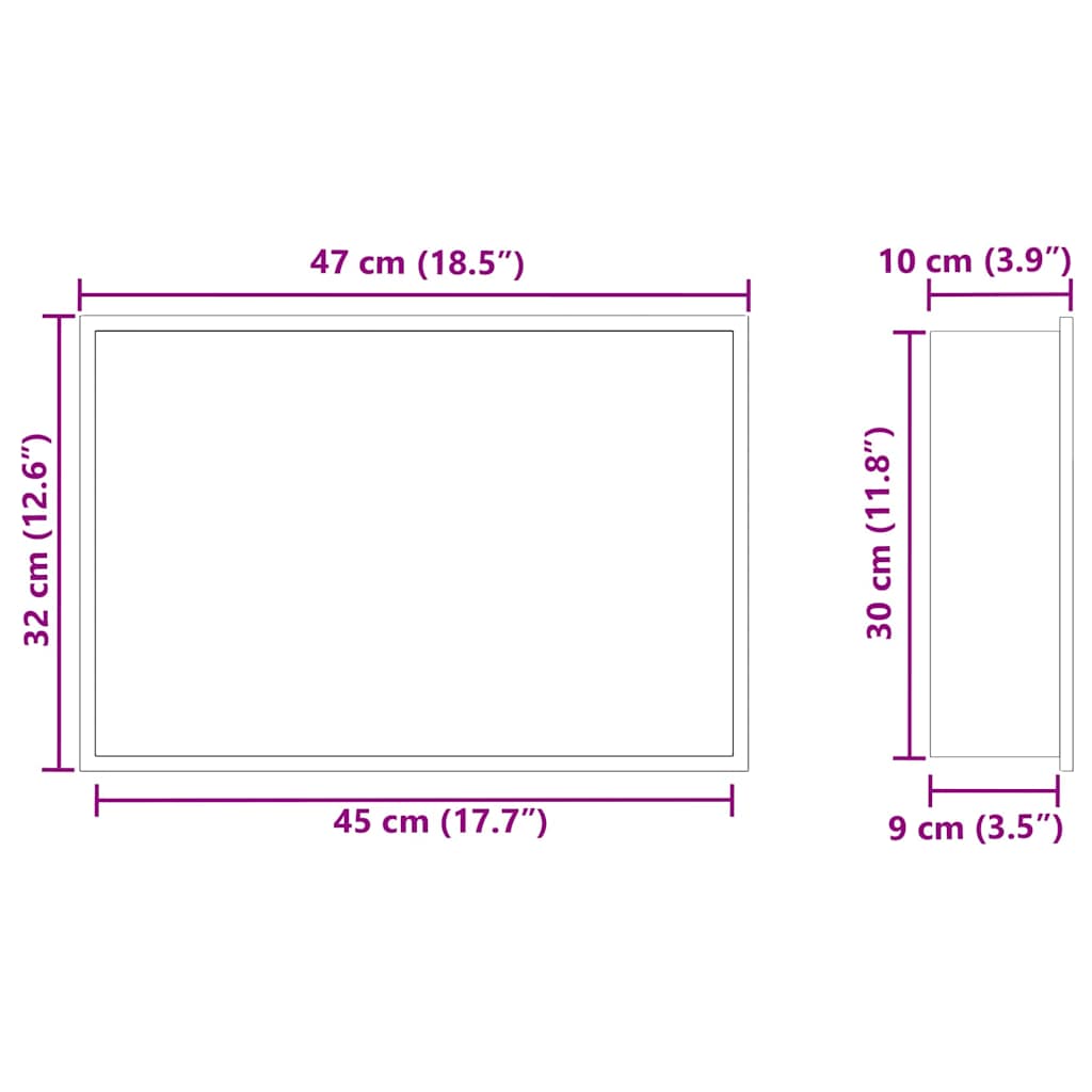 vidaXL Νίτσα Μπάνιου Μαύρο 45 x 30 x 9,5 εκ. Ανοξείδωτο ατσάλι