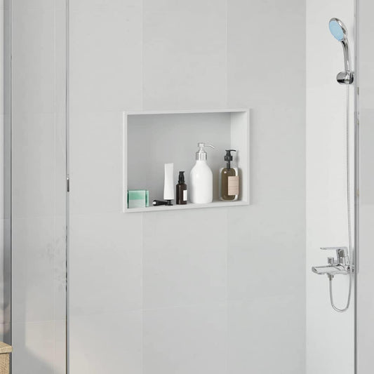 vidaXL Νίτσα Μπάνιου Λευκό 45 x 30 x 9,5 εκ. Ανοξείδωτο Ατσάλι