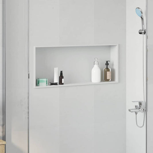 vidaXL Νίτσα Μπάνιου Λευκό 75 x 30 x 9,5 εκ. Ανοξείδωτο ατσάλι