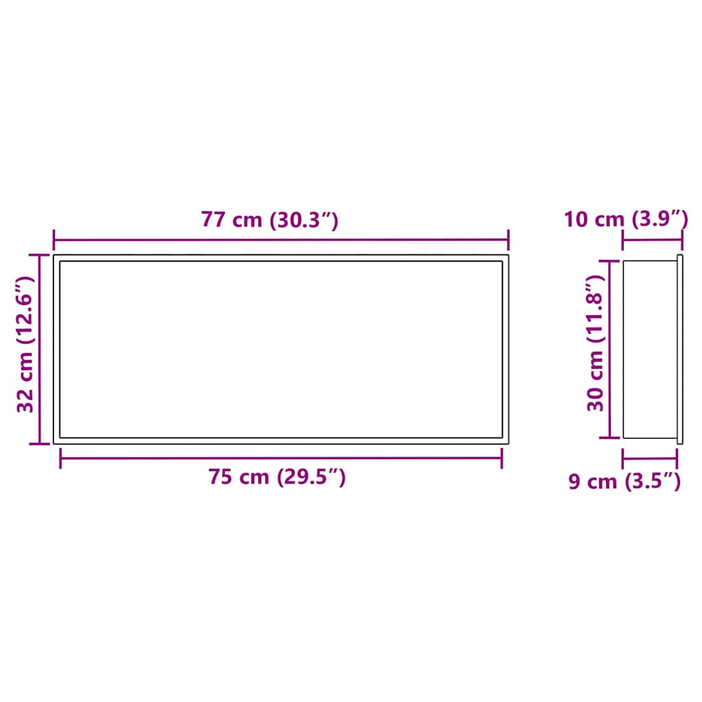vidaXL Νίτσα Μπάνιου Ασημί 75 x 30 x 9.5 εκ. Ανοξείδωτο ατσάλι