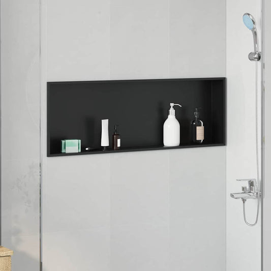vidaXL Νίτσα Μπάνιου Μαύρο 90 x 30 x 9,5 εκ. Ανοξείδωτο ατσάλι