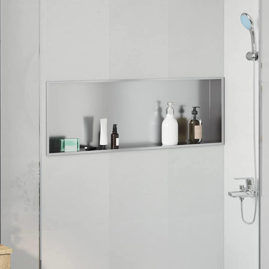 vidaXL Νίτσα Μπάνιου Ασημί 90 x 30 x 9,5 εκ. Ανοξείδωτο Ατσάλι