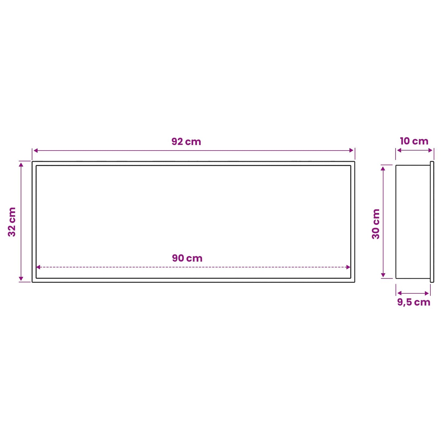 vidaXL Νίτσα Μπάνιου Ασημί 90 x 30 x 9,5 εκ. Ανοξείδωτο Ατσάλι