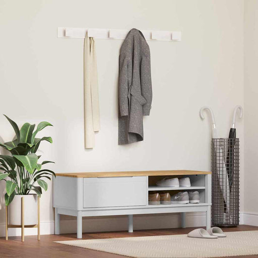 vidaXL Πάγκος Χωλ με συρτάρι Λευκό 115 x 40 x 45 εκ Στερεό ξύλο πεύκου