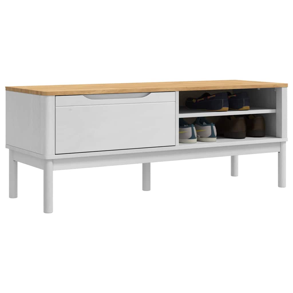 vidaXL Πάγκος Χωλ με συρτάρι Λευκό 115 x 40 x 45 εκ Στερεό ξύλο πεύκου