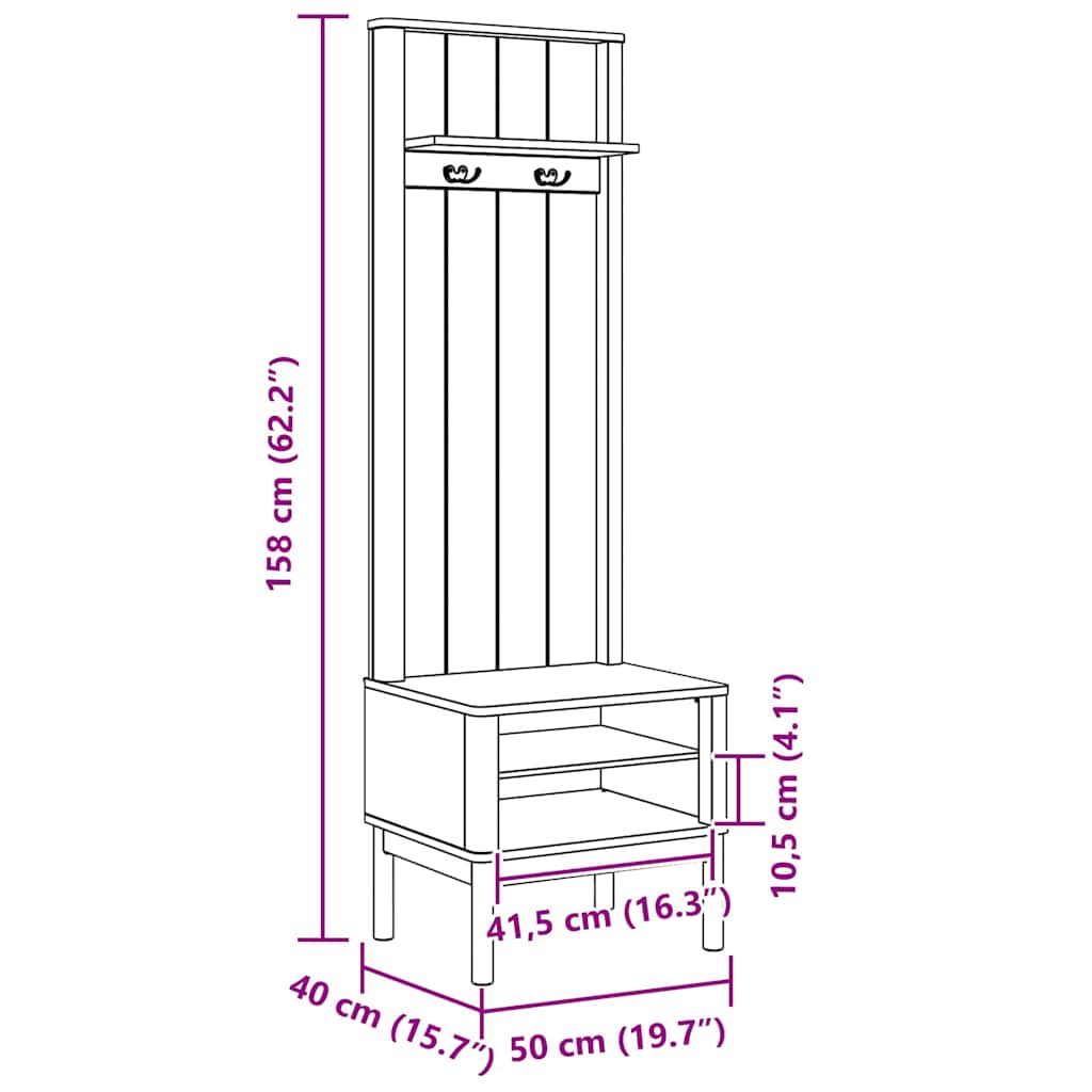 vidaXL Ντουλάπα διαδρόμου με ράφι FLORO Κερωτό καφέ 50 x 40 x 158 εκ