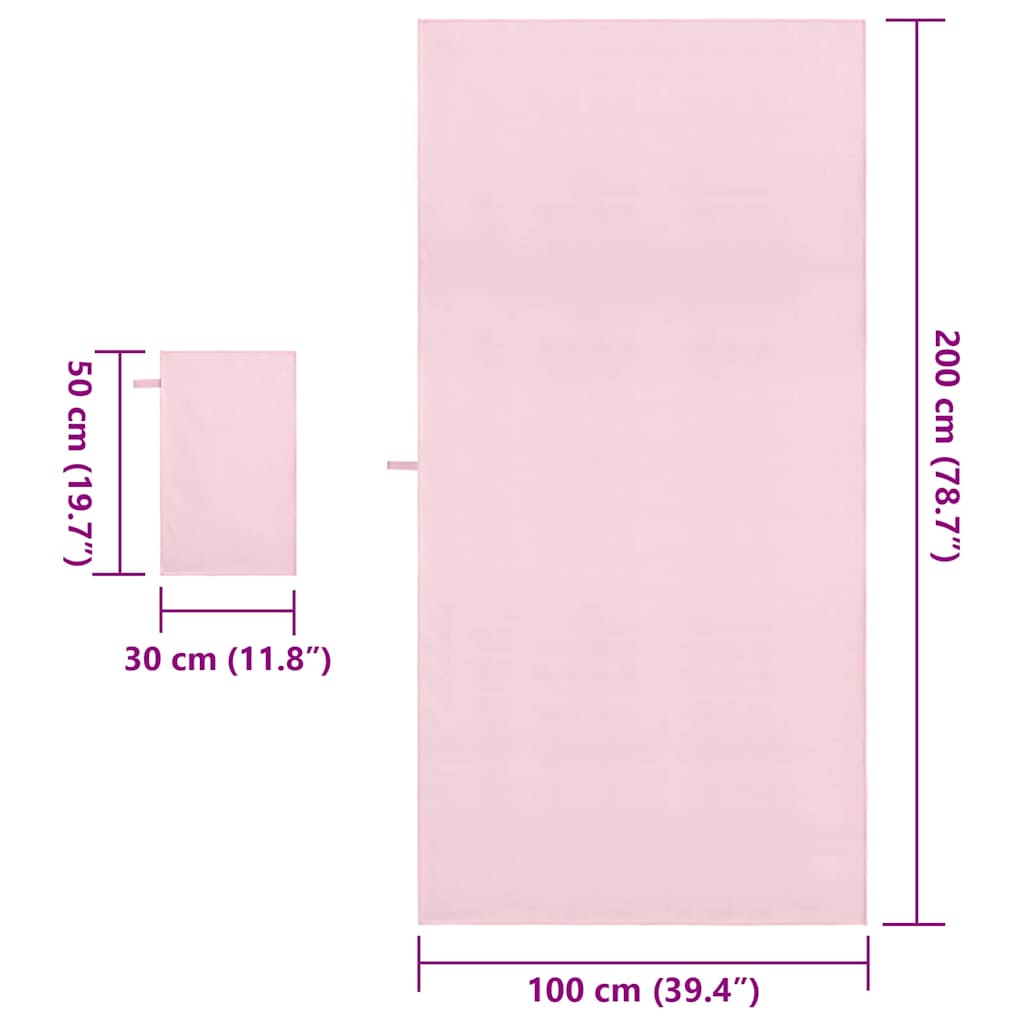 vidaXL Σύνολο πετσέτας αθλητισμού 2 τμχ. Ροζ 50 x 30 cm, 200 x 100 cm