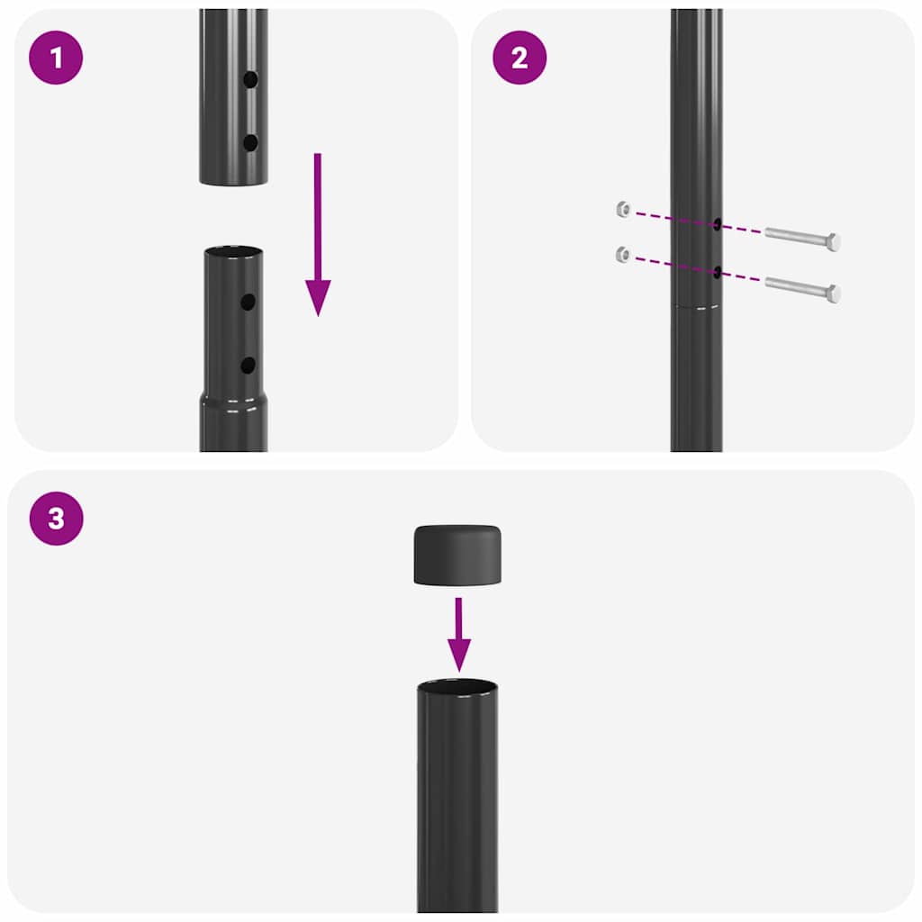 vidaXL Πό posts φράχτη 2 pcs Γκρι 140 cm Ατσάλι με Επικάλυψη Πούδρας