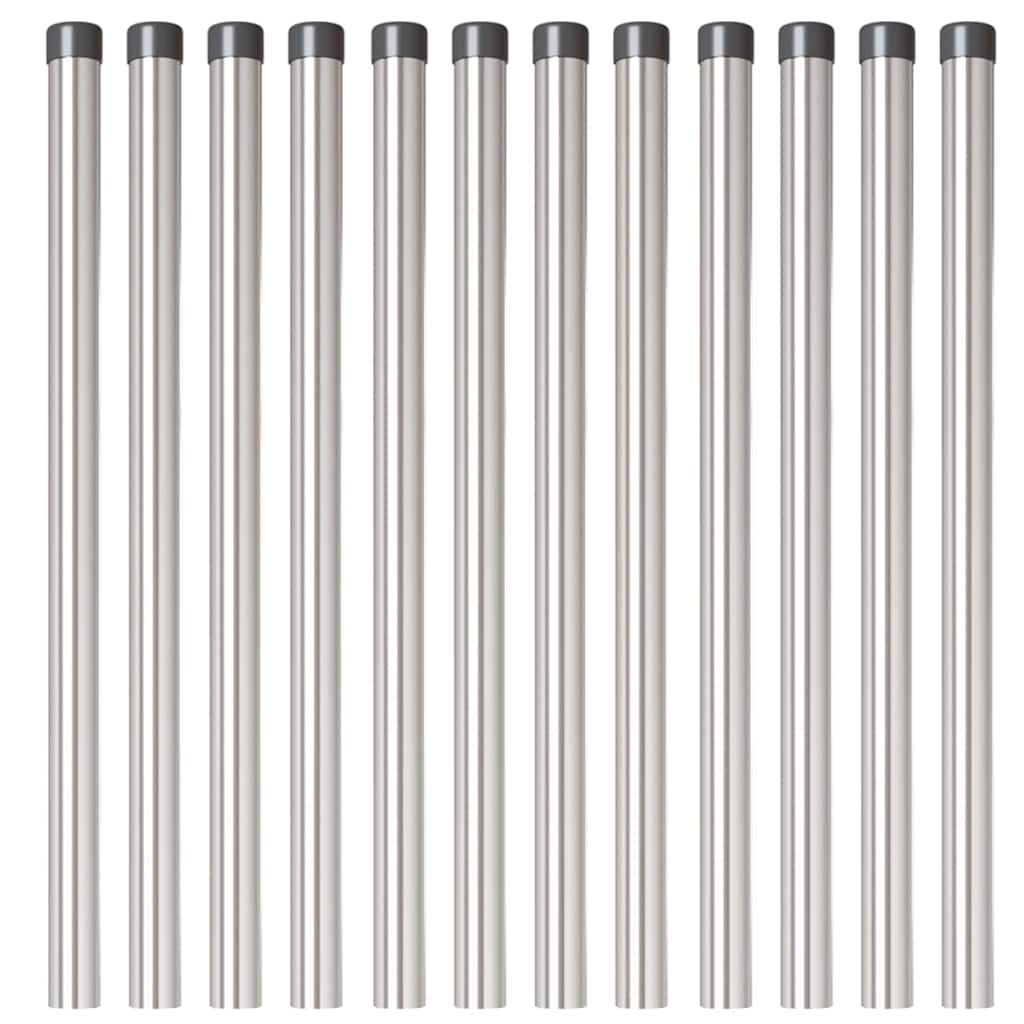 vidaXL Πό posts φράχτη 12 pcs Ασημί 70 cm Ατσάλι με Επικάλυψη Πούδρας