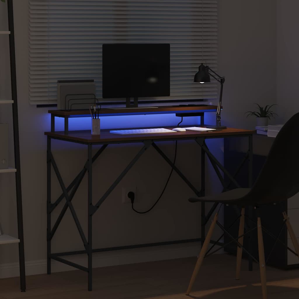 vidaXL Γραφείο με ράφι Καφέ δρυς 100 x 50 x 86.5 εκ Επεξεργασμένο ξύλο