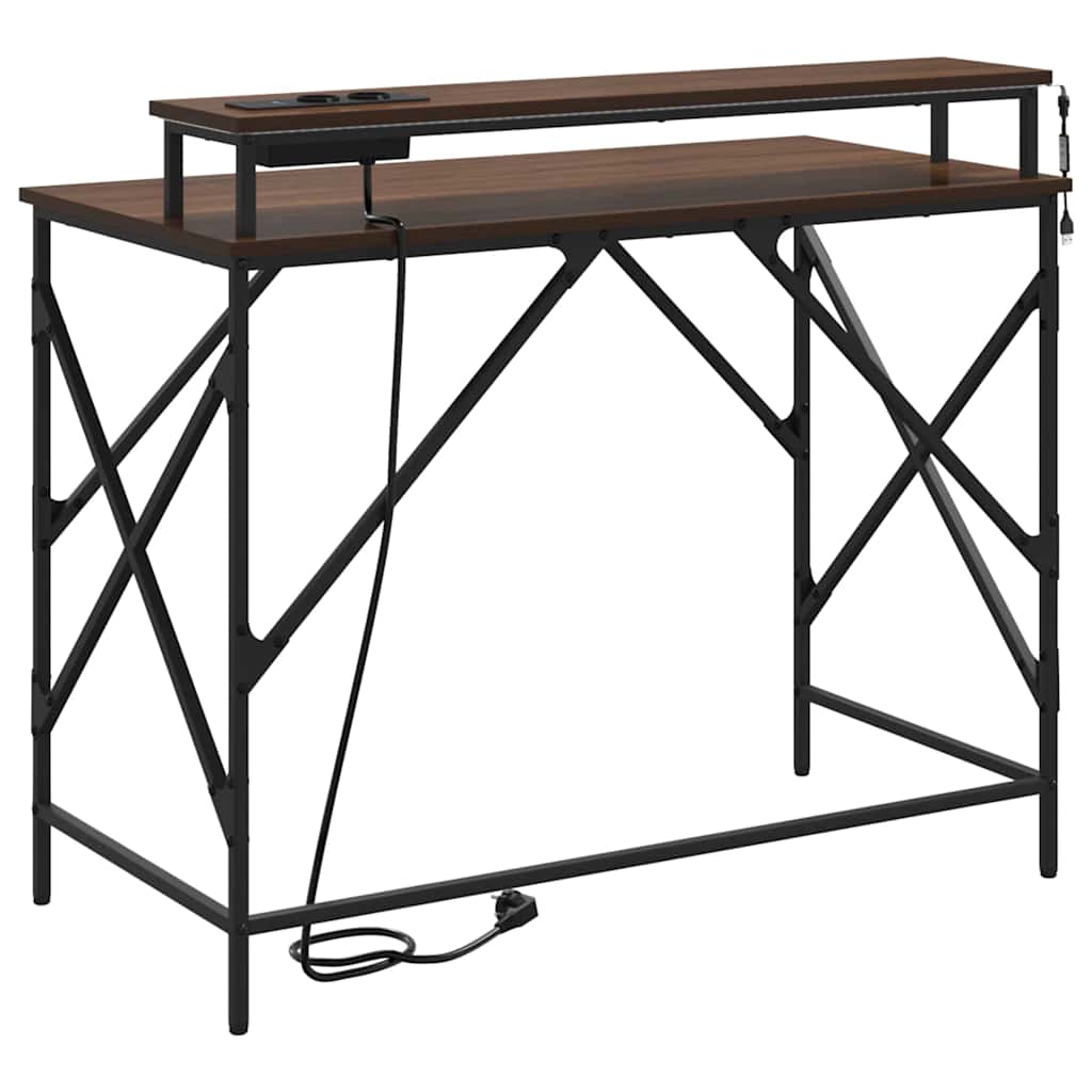 vidaXL Γραφείο με ράφι Καφέ δρυς 100 x 50 x 86.5 εκ Επεξεργασμένο ξύλο