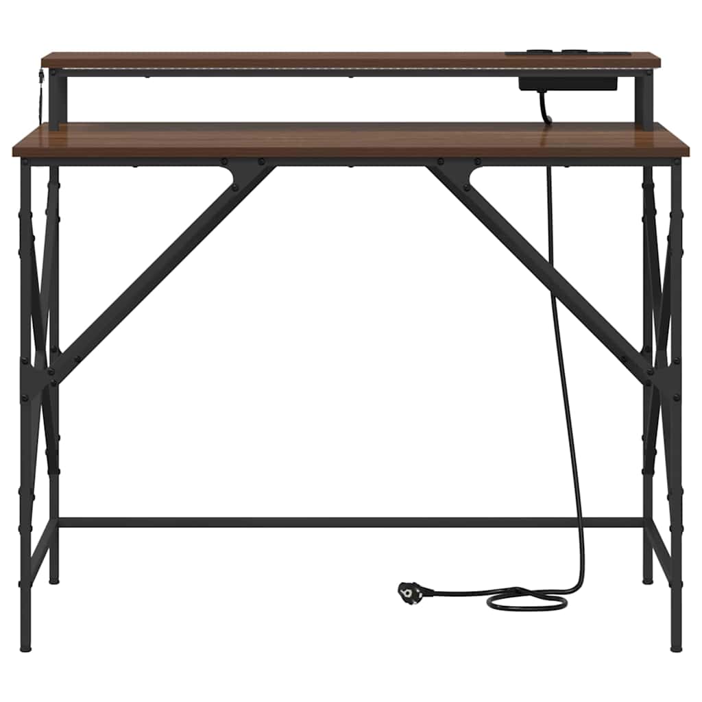 vidaXL Γραφείο με ράφι Καφέ δρυς 100 x 50 x 86.5 εκ Επεξεργασμένο ξύλο