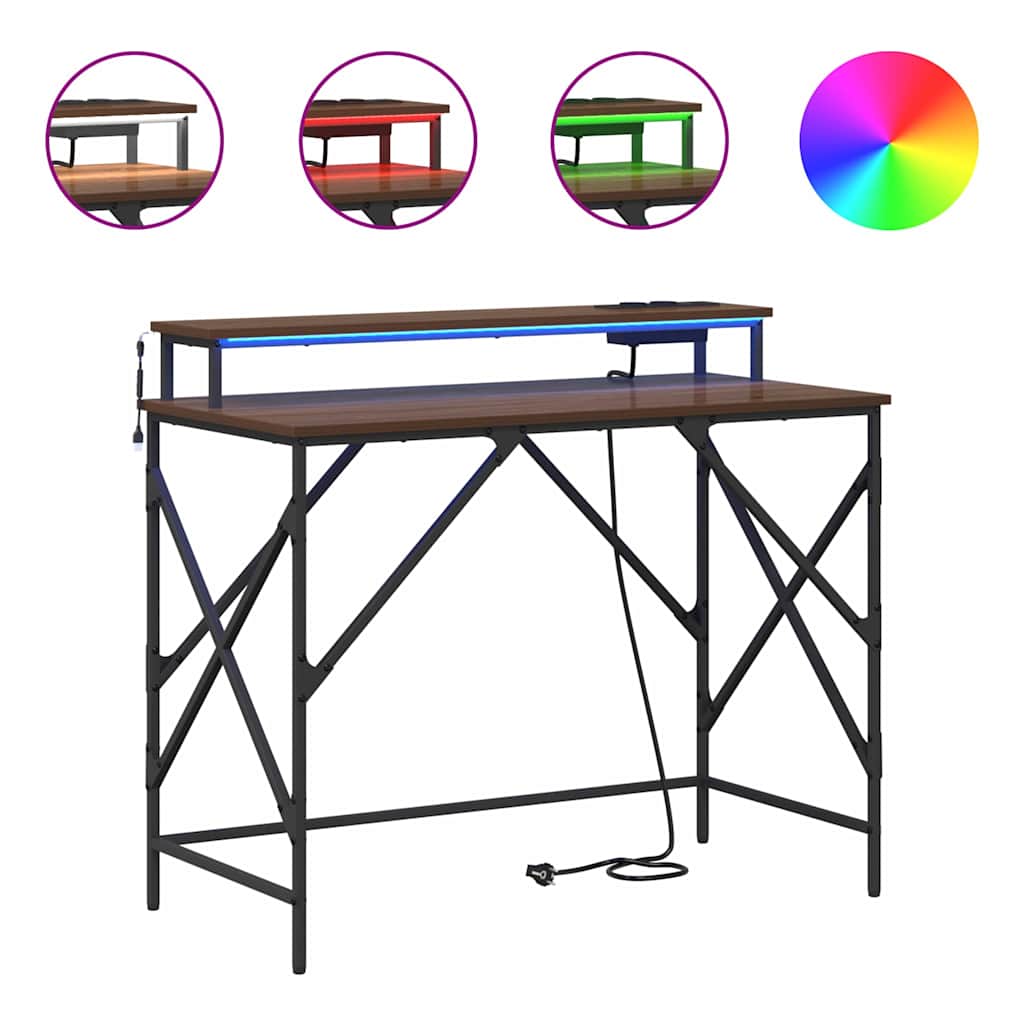vidaXL Γραφείο με ράφι Καφέ δρυς 100 x 50 x 86.5 εκ Επεξεργασμένο ξύλο