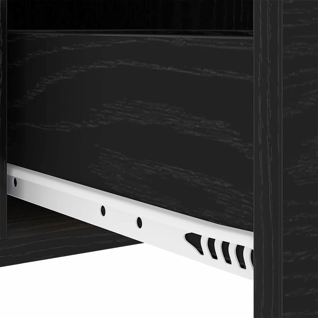 vidaXL Κομοδίνο 2 pcs Μαύρη Οξυά 30 x 48 x 61 εκ Επεξεργασμένο ξύλο