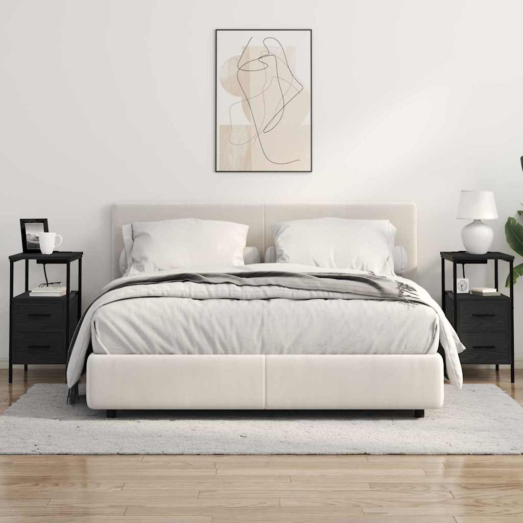 vidaXL Κομοδίνο 2 pcs Μαύρη Οξυά 30 x 48 x 61 εκ Επεξεργασμένο ξύλο