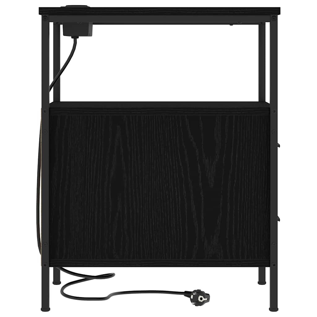 vidaXL Κομοδίνο 2 pcs Μαύρη Οξυά 30 x 48 x 61 εκ Επεξεργασμένο ξύλο