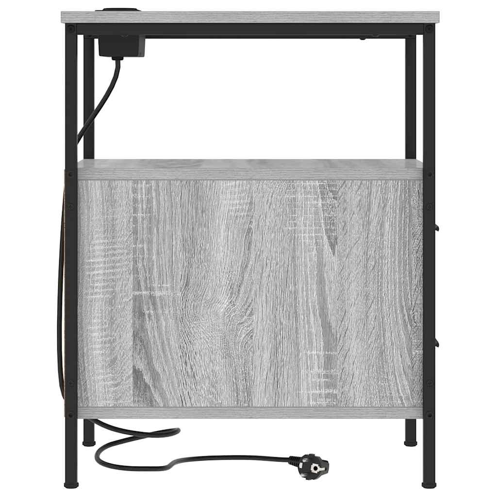 vidaXL Κομοδίνο Γκρίζο Σονομα 30 x 48 x 61 εκ Επεξεργασμένο ξύλο