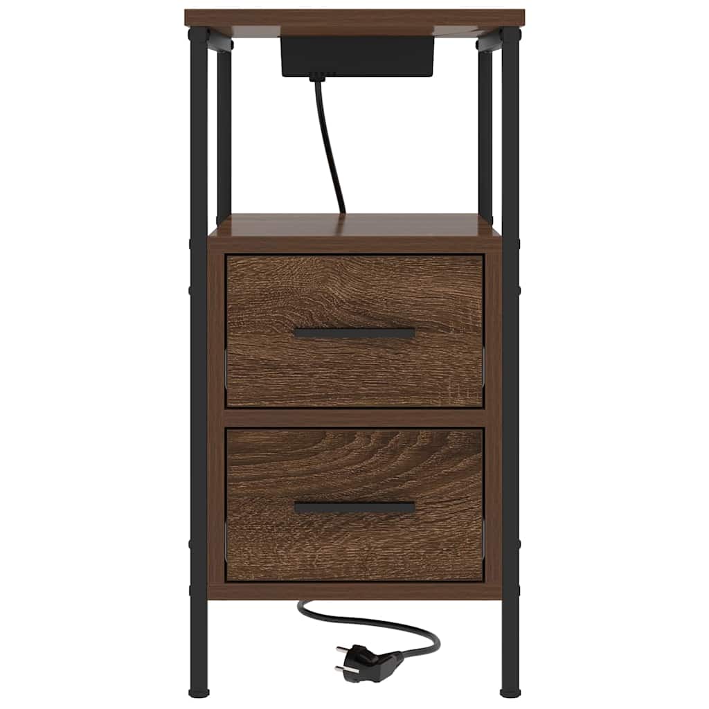 vidaXL Κομοδίνο 2 pcs Καφέ δρυς 30 x 48 x 61 εκ Επεξεργασμένο ξύλο